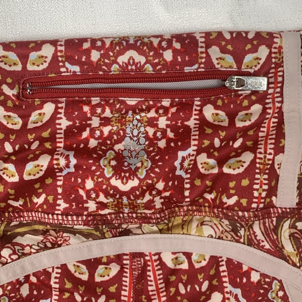 Free People Movement Womens Xs Paisley Leggings Red White Ruched You Fp Gym View 6